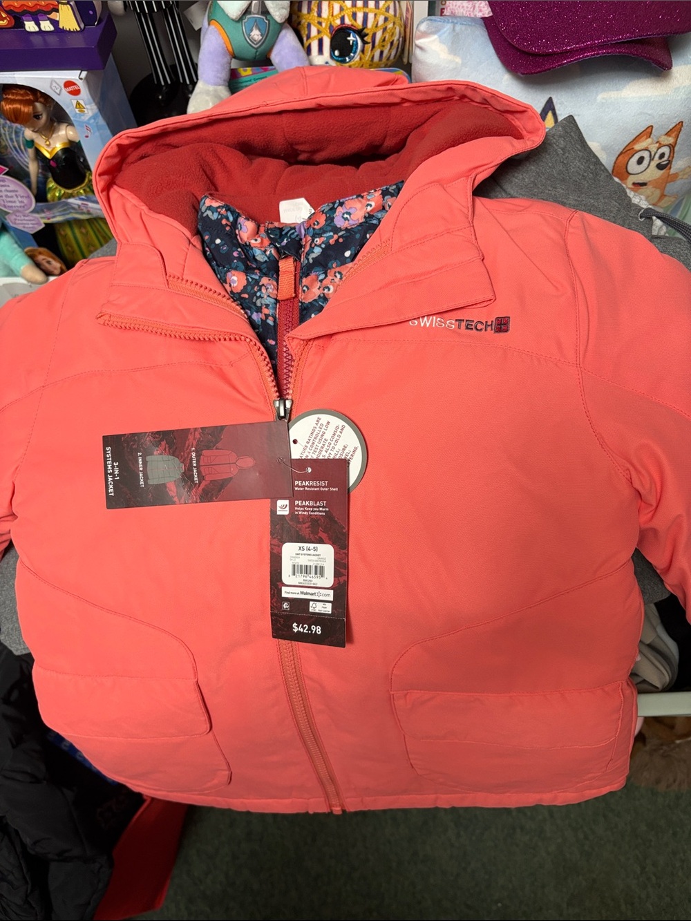 Swiss Tech Coral Pink Hooded Puffer Jacket for Kids